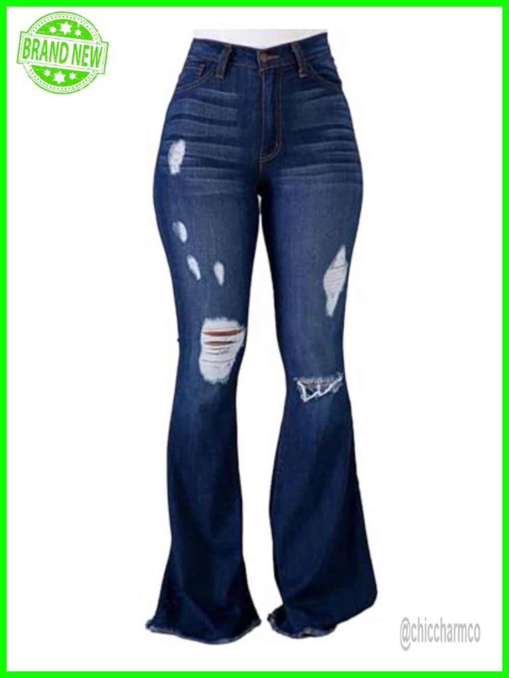 PEIHOT Bell Bottom Flare Jeans High Waist Ripped Wide Leg Denim